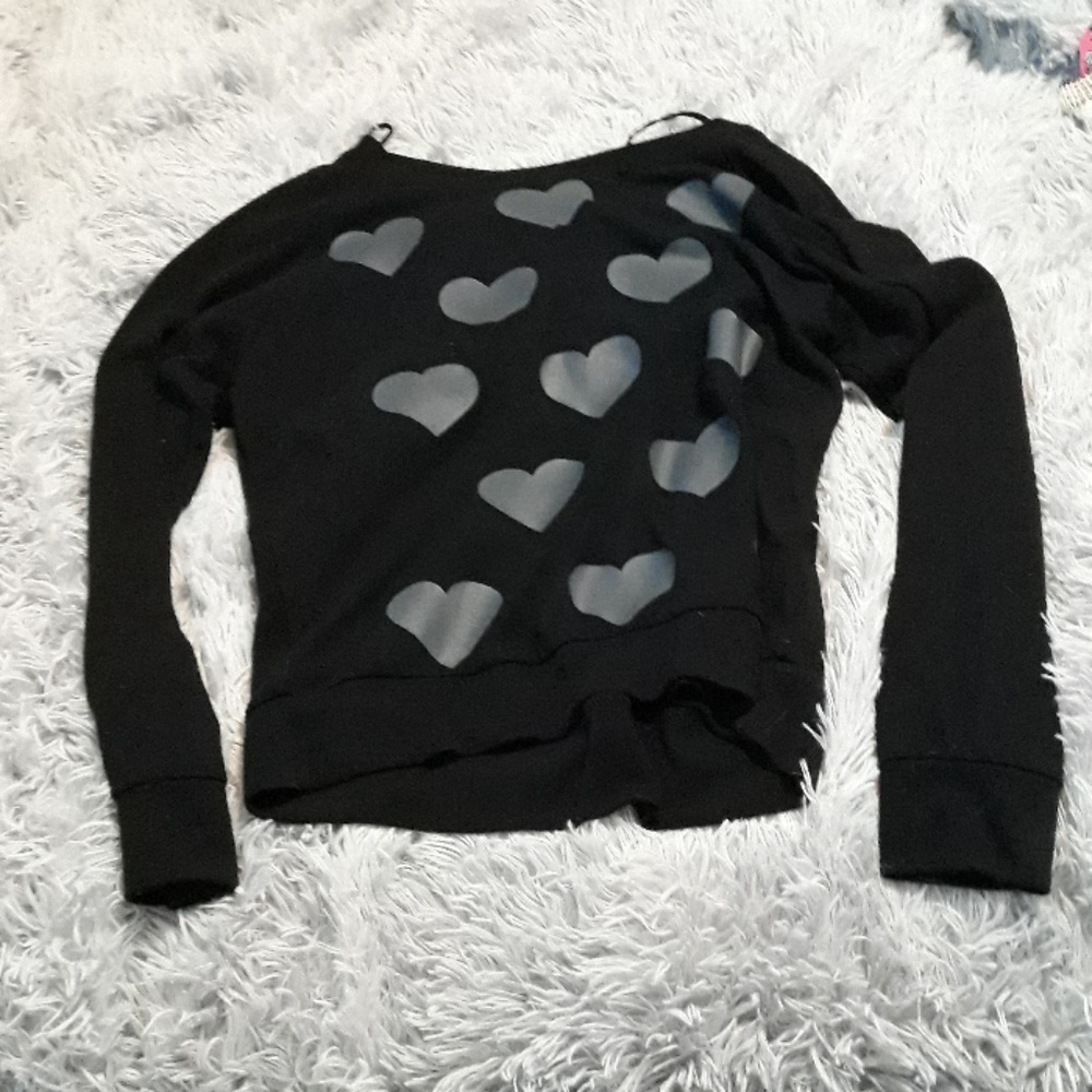 Black and grey heart sweater.